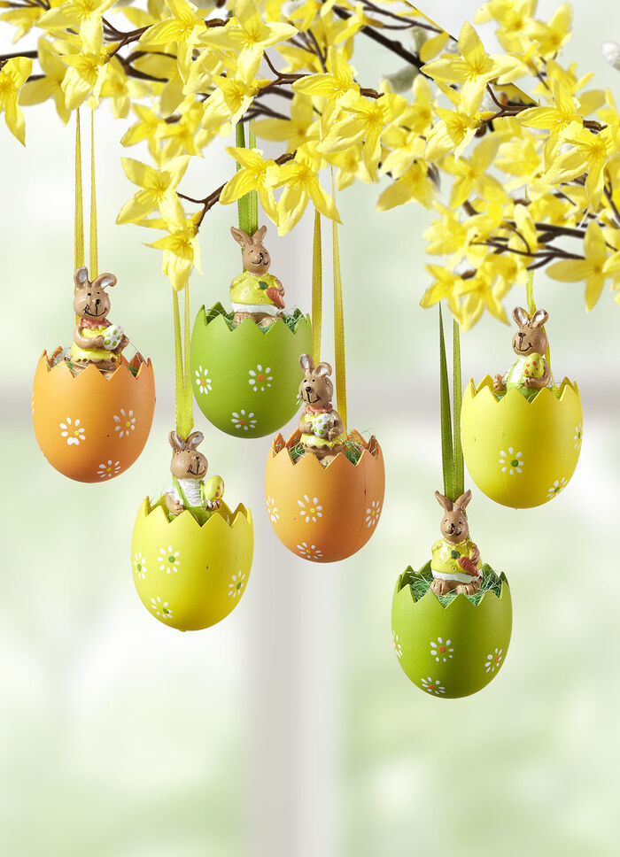 Ostereihänger aus Holz im 6er-Set 
