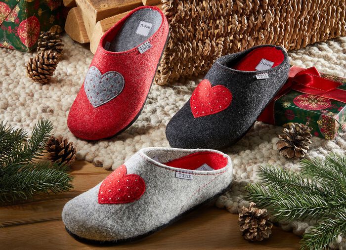 Hausschuh mit Obermaterial aus Wollfilz ANTHRAZIT