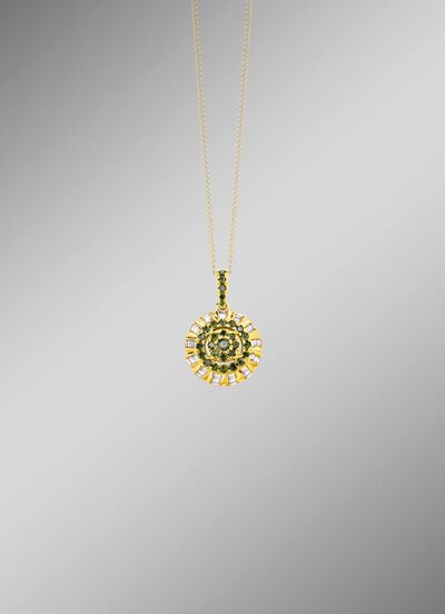 Anh&auml;nger mit Brillanten und Baguette-Diamanten 