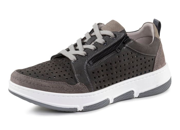 GINO GALANTE Schn&uuml;rschuh aus luftig perforiertem Nubukleder GRAU