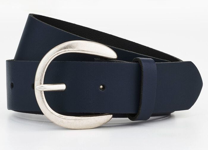 Modischer Damen-G&uuml;rtel aus Leder, 3,5 cm breit MARINE