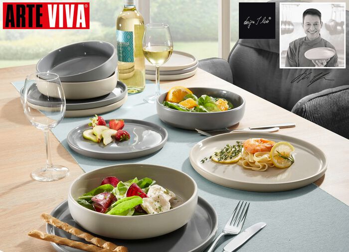 Arte Viva 12-teiliges Tafel-Service aus Markensteinzeug 