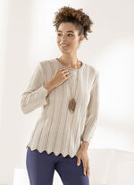 Pullover mit aufwendiger, zweifarbiger Struktur BEIGE-WEISS
