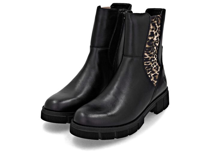 Remonte, modische Damen-Stiefeletten, Winterschuhe, Weite G, mit Rei&szlig;verschluss SCHWARZ-BRAUN