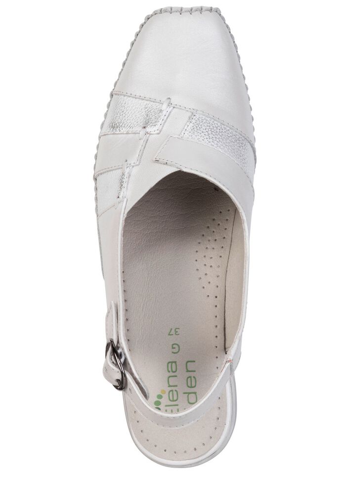 ELENA EDEN, schicke Damen-Sandalen, Weite G, mit Gummizug ECRU-SILBER