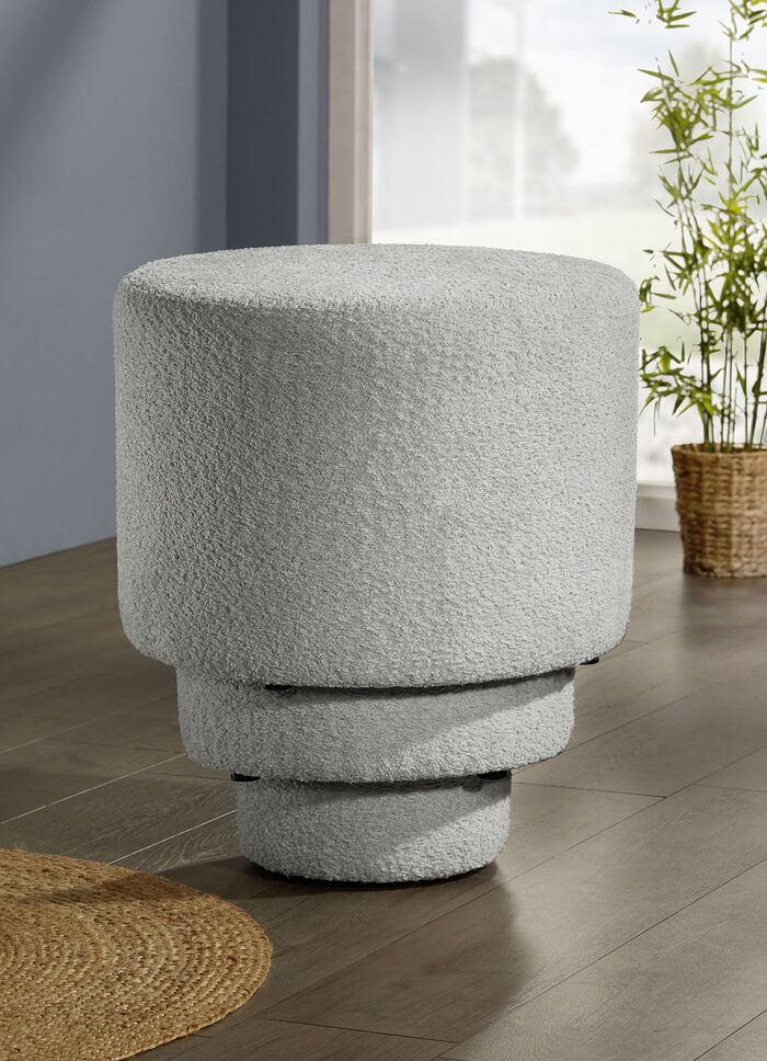 Hockerset, 3-teilig, mit angenehm flauschigem Stoff GRAU