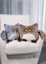 Niedliches Eulen-Deko-Kissen BEIGE