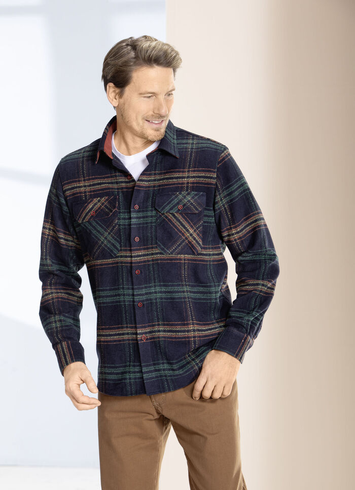 Kariertes Overshirt von «Milano Italy» MARINE-GRÜN-TERRAKOTTA