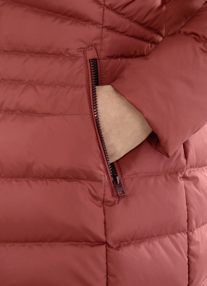 Daunen-Longjacke in 2 Farben ZIEGELROT