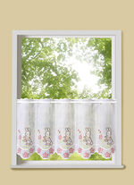 Kurzvorhang Osterhase mit echter Plauener Stickerei 