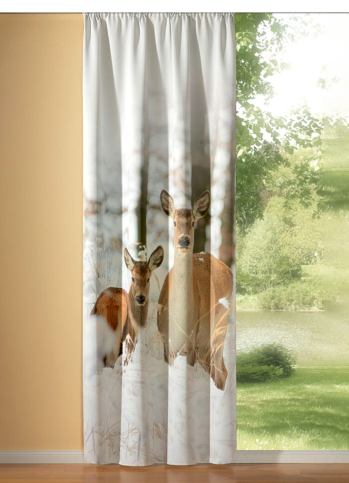 Digitalbedruckter Verdunkelungsschal, blickdicht und wärmeisolierend. 