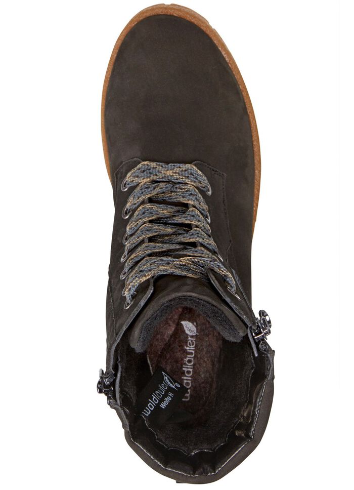 Waldl&auml;ufer Schn&uuml;r-Stiefelette aus bestem Nubukleder SCHWARZ