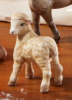 Winterliche Krippenszene aus Feinsteingut BUNT