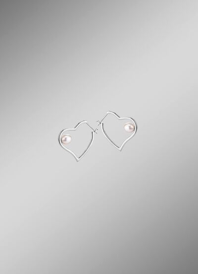 Herz-Creolen mit S&uuml;sswasser-Zuchtperlen 