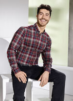 «King's Road»-Hemd mit Button-down-Kragen BORDEAUX-MARINE-GRÜN KARIERT
