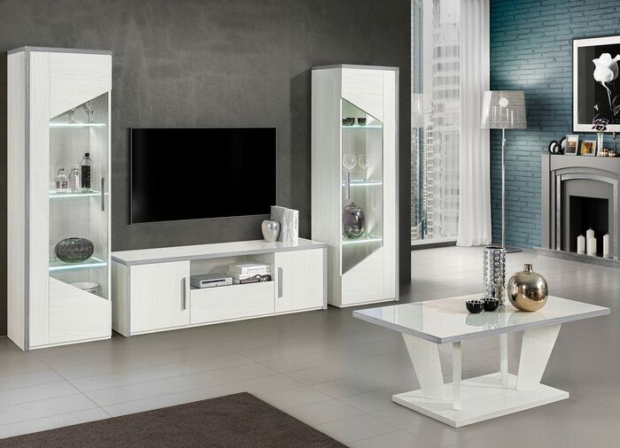 M&ouml;belserie mit LED-Beleuchtung und Softclose BIRKE W.-SILBER