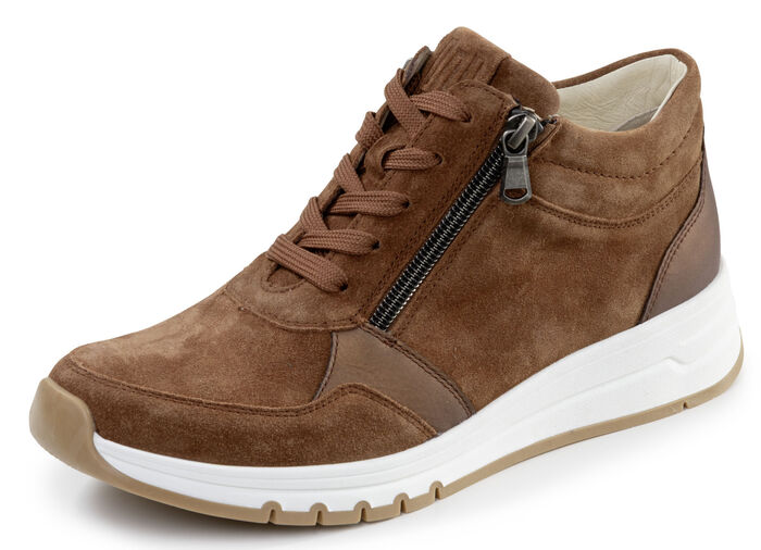 Waldl&auml;ufer, bequeme Damen-Boots, Weite H, mit herausnehmbarem Fussbett COGNAC