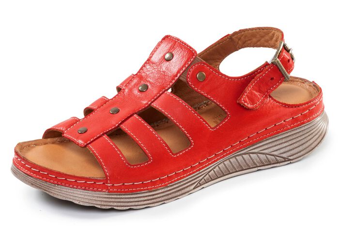 Gemini, klassische Damen-Sandalen, Weite G, aus Leder ROT