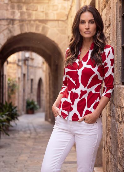 Shirtbluse mit Stehkragen 