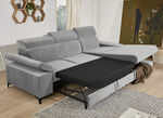 Polsterecke mit Bettfunktion, verstellbaren Kopfstützen und Armlehnen GRAU
