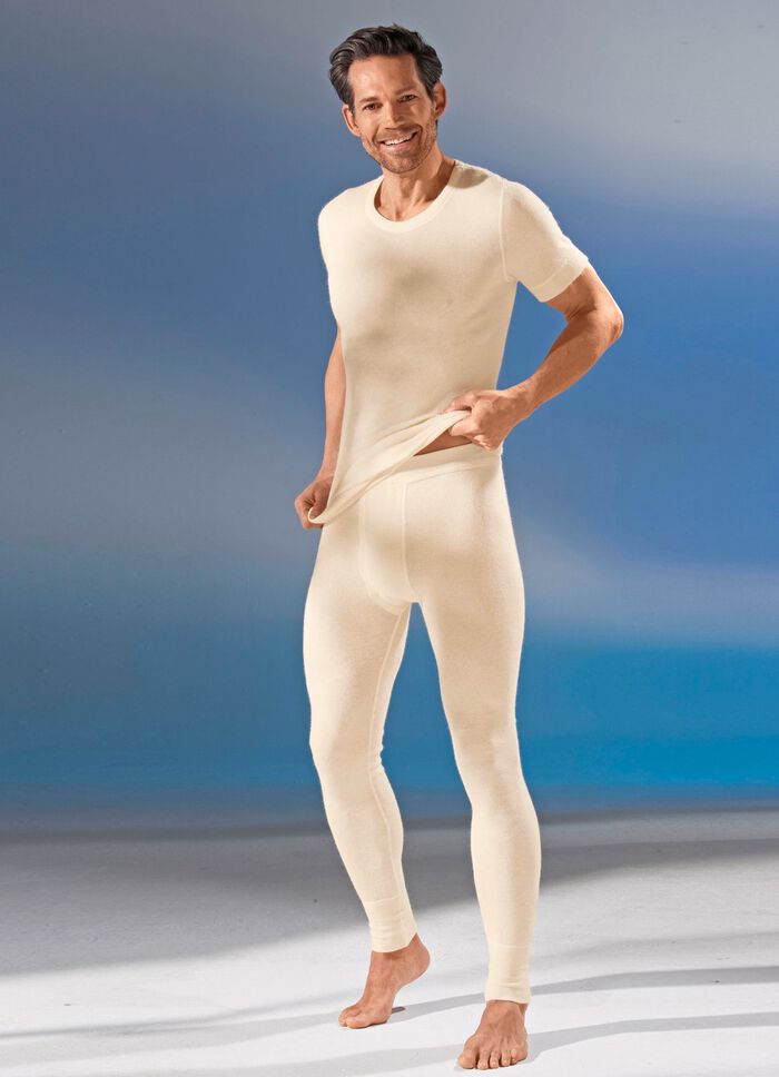 Unterhose, lang, mit Angora, in Ecru 