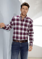 «King's Road»-Flanellhemd mit Button-down-Kragen WEINROT-ECRU-BLAU KARIERT