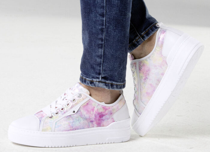 Waldläufer Schnür-Sneaker mit verspieltem Druck WEISS-MULTICOLOR