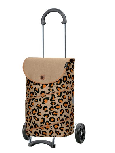 Einkaufsroller mit Stahlgestell im Leopardendessin 