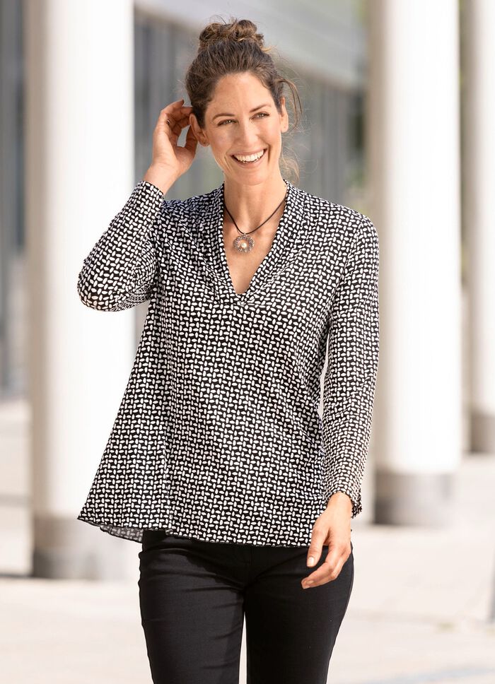 Shirt in leicht ausgestellter Form in 2 Farben SCHWARZ-ECRU