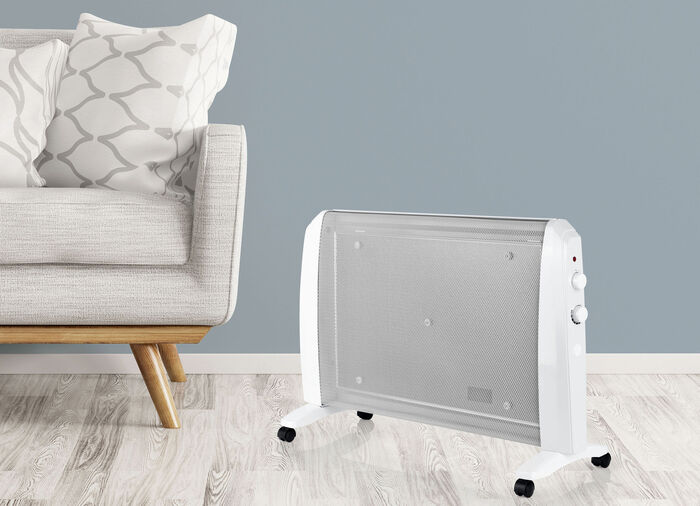 Keramik-Heizwellen-Gerät mit Transportrollen WEISS-GRAU