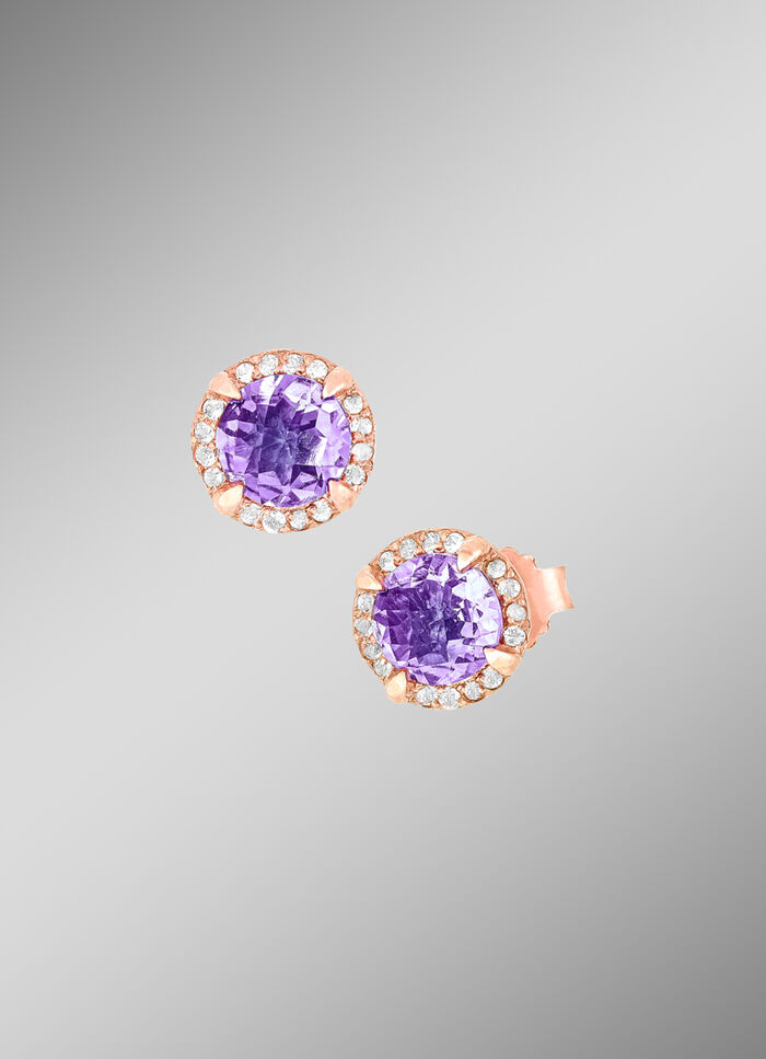 Funkelnde Ohrstecker mit echt Amethyst und echt Weisstopas 