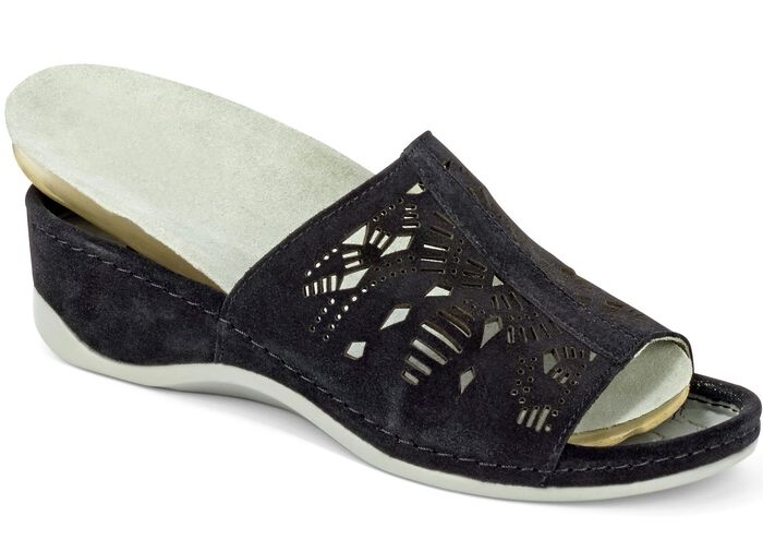 Mubb Pantolette mit antiker Lochung SCHWARZ