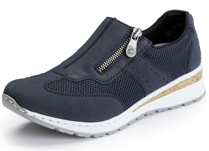 Rieker Slipper aus weichem Nubuk- und Textilmaterial DUNKELBLAU
