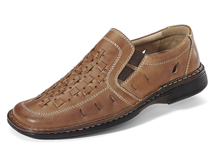 Slipper mit interessanter Flechtung COGNAC