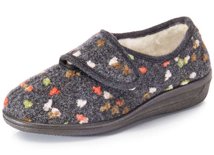 Hausschuh mit anatomisch geformtem Fussbett GRAU-BUNT