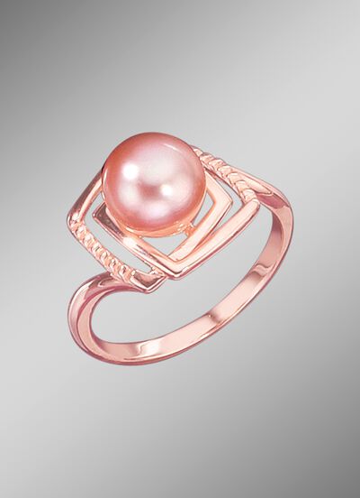 Rosevergoldeter Damenring mit S&uuml;sswasser-Zuchtperle 
