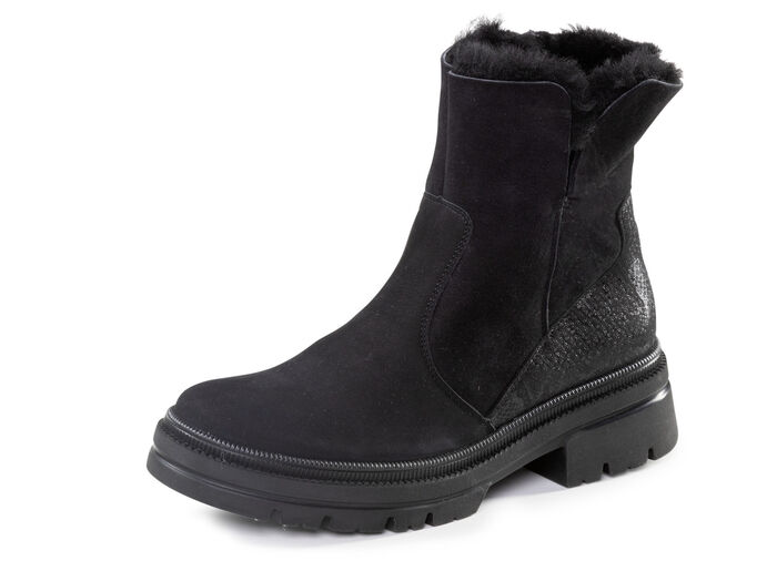 Waldläufer Stiefelette aus Rind-Nubukleder SCHWARZ