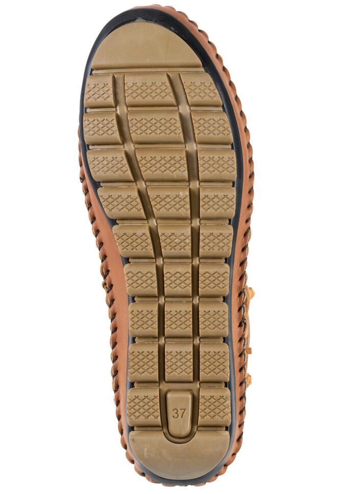 Gemini Mokassin-Stiefelette mit Knitter-Struktur CURRY