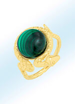 Schlangen-Damenring mit echt Malachit 
