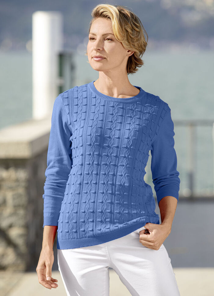 Pullover mit streckendem Strukturmuster JEANSBLAU