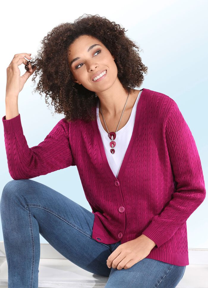 Strickjacke mit Z&ouml;pfchenmuster 