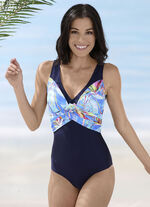 Badeanzug mit drapiertem B&uuml;stenteil und Halbkorsage 