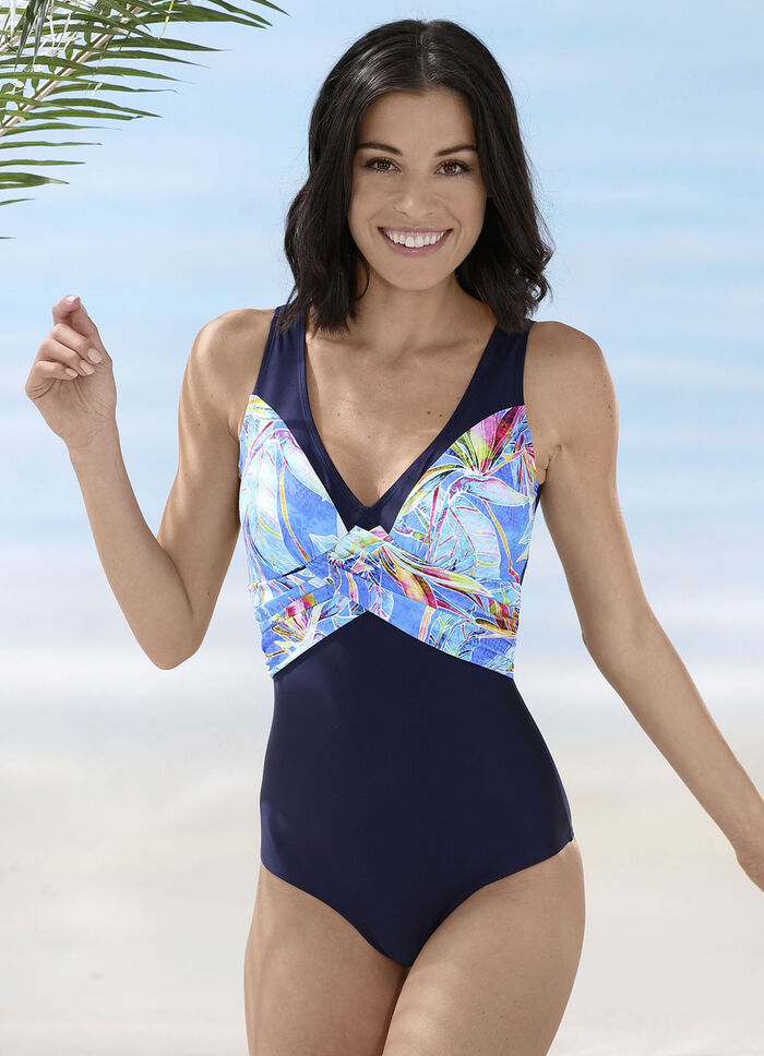 Badeanzug mit drapiertem B&uuml;stenteil und Halbkorsage 