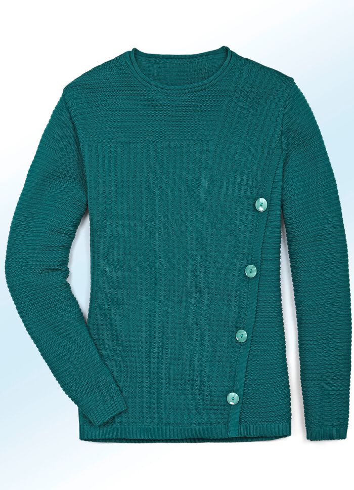 Pullover in Strukturdessin SEEGR&Uuml;N