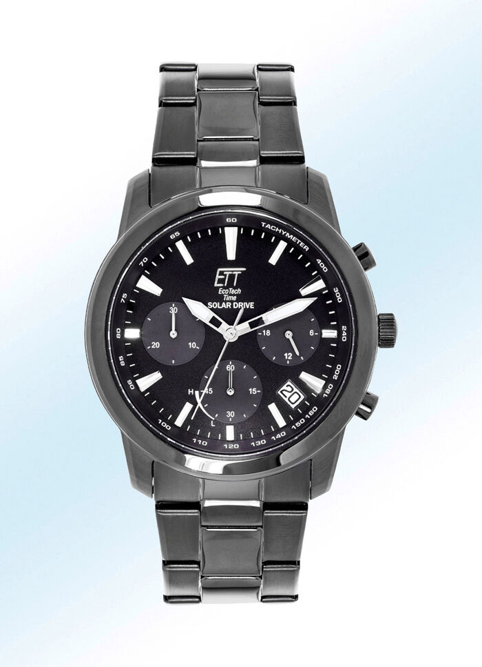 ETT-Solar-Herrenuhr mit Edelstahlgehäuse und Edelstahlband 