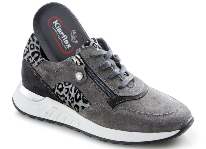Schnürschuh mit Raubtier-Prägung GRAU
