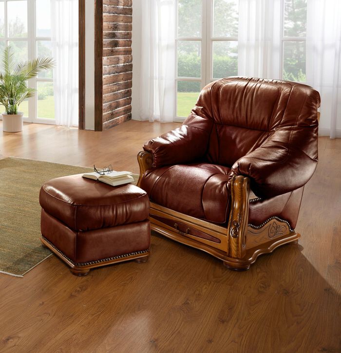 Italienische Polsterm&ouml;bel mit Bezug aus echtem Leder BRAUN