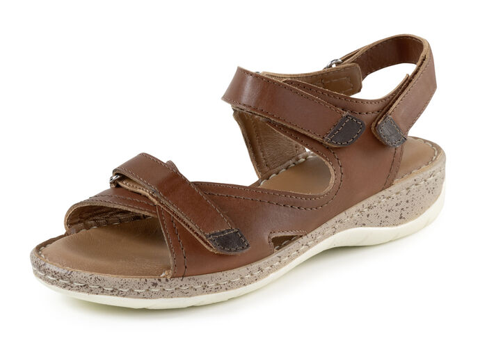 ELENA EDEN Sandale mit Kontrastbesätzen COGNAC