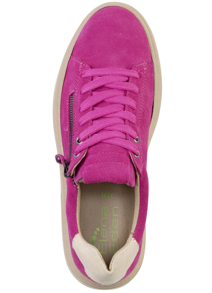 ELENA EDEN Schnürschuh mit Velour-Besatz PINK-BEIGE