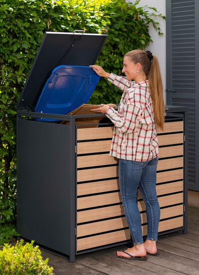 M&uuml;lltonnenbox &laquo;Lacina&raquo;, T&uuml;ren in Holzoptik 